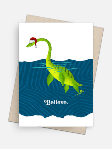Believe Loch Ness Monster Holiday Edition Card-Greeting Cards-Arsenal By Blake Hunter