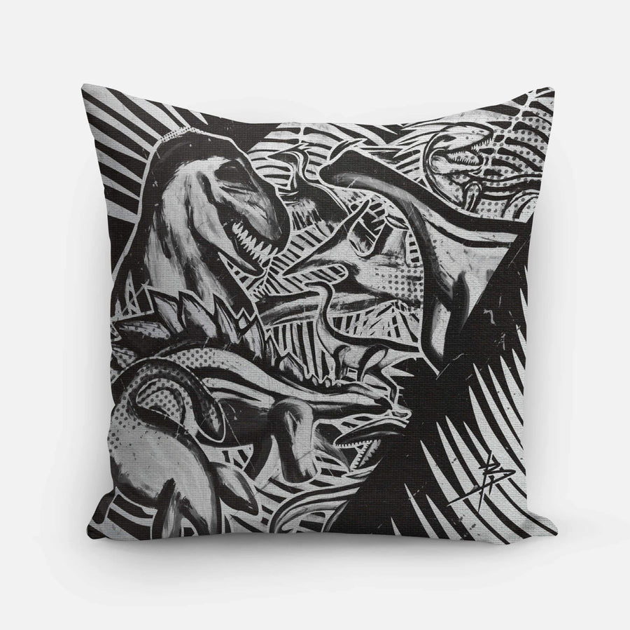 Los Dinosaurios Black Accent Pillow Case-Pillow Case-Arsenal By Blake Hunter