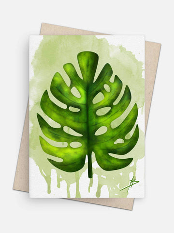 Monstera Leaf Card-Greeting Cards-Arsenal By Blake Hunter