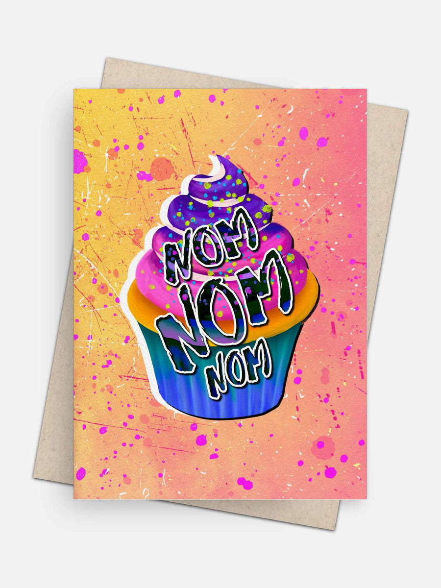 Nom Nom Nom Cupcake Birthday Card-Greeting Cards-Arsenal By Blake Hunter