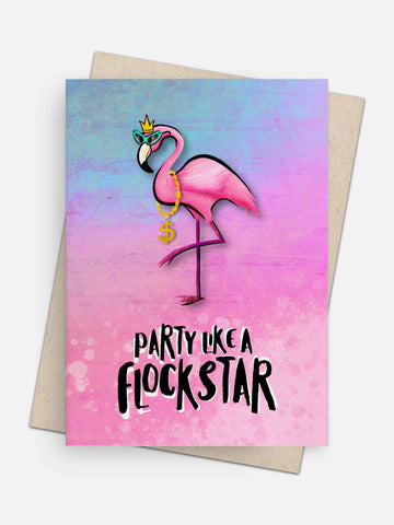 Party Like a Flockstar Birthday Card-Greeting Cards-Arsenal By Blake Hunter