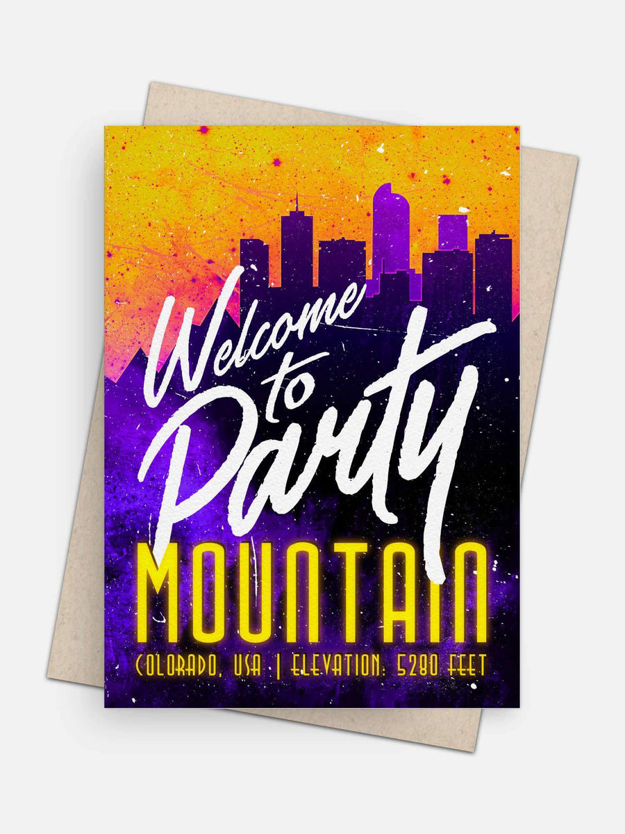 Party Mountain Denver Colorado Birthday Card-Greeting Cards-Arsenal By Blake Hunter