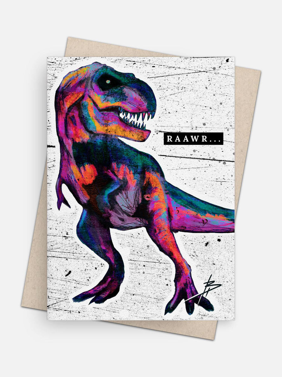 Raawr / T Rex Card-Greeting Cards-Arsenal By Blake Hunter