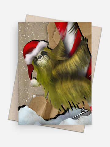 Santa Sloth Holiday Card-Greeting Cards-Arsenal By Blake Hunter